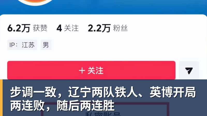 步调一致，辽宁两队铁人、英博开局两连败，随后两连胜